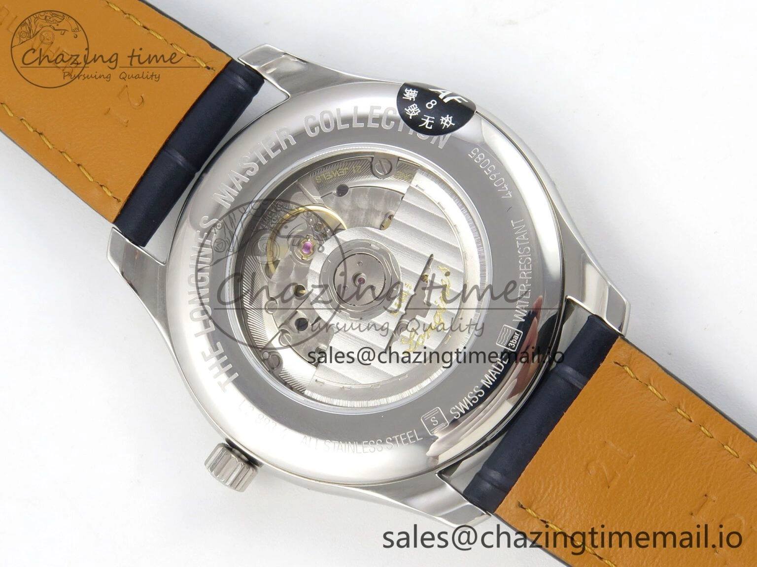 Master Collection 40mm SS AF 1:1 Best Edition White Roman Dial on Blue Leather Strap A2892