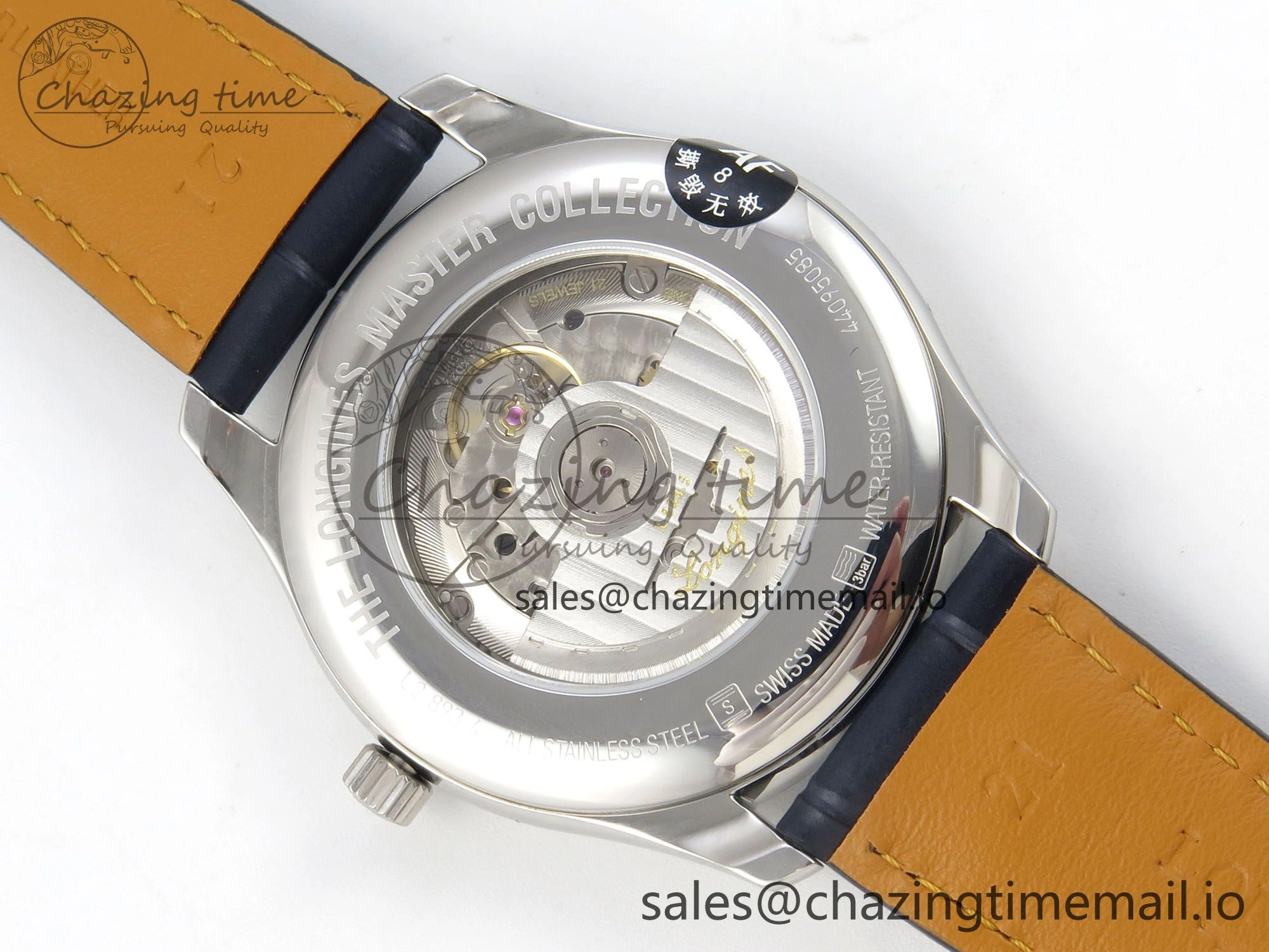 Master Collection 40mm SS AF 1:1 Best Edition White Roman Dial on Blue Leather Strap A2892