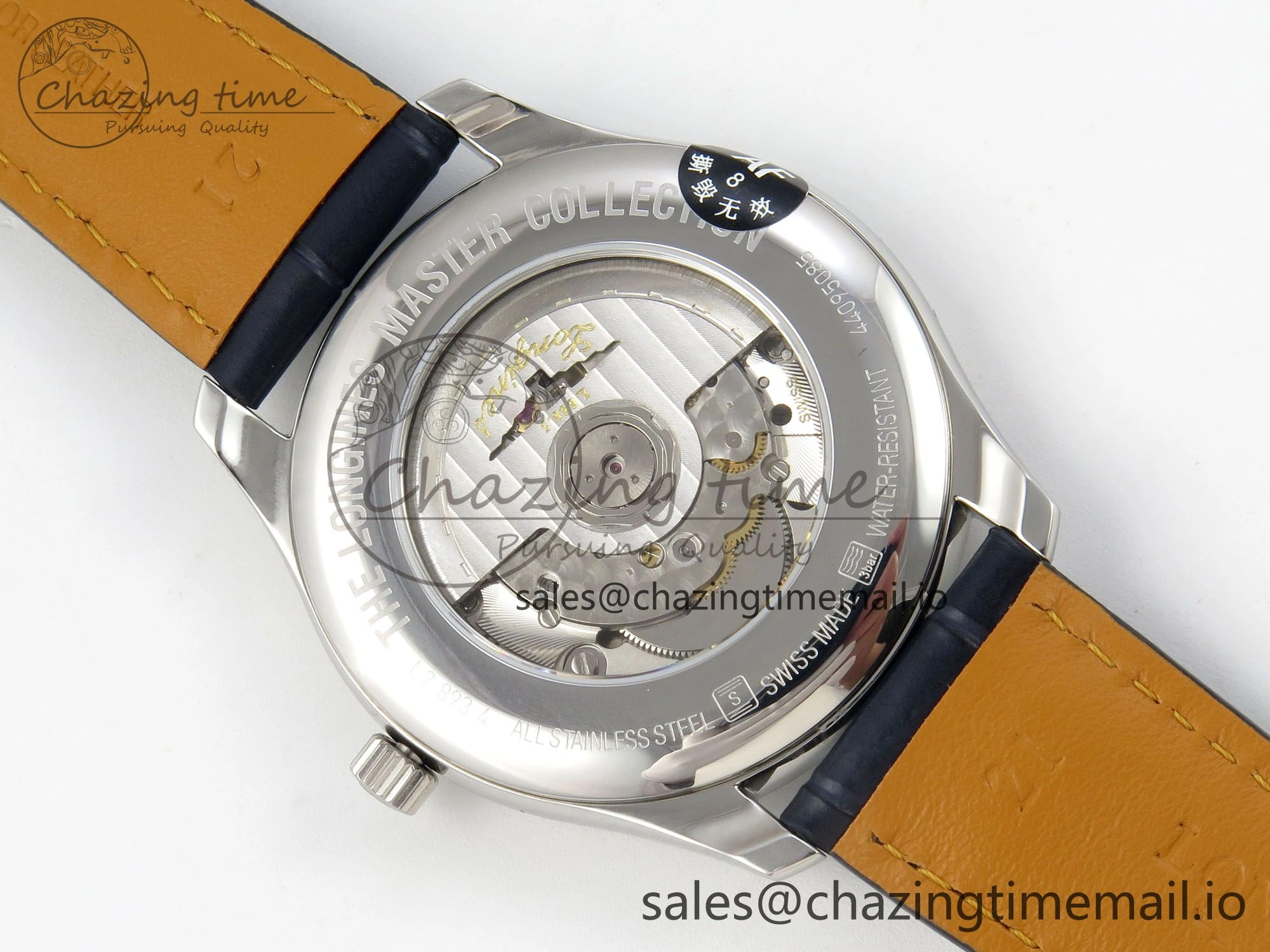 Master Collection 40mm SS AF 1:1 Best Edition White Roman Dial on Blue Leather Strap A2892