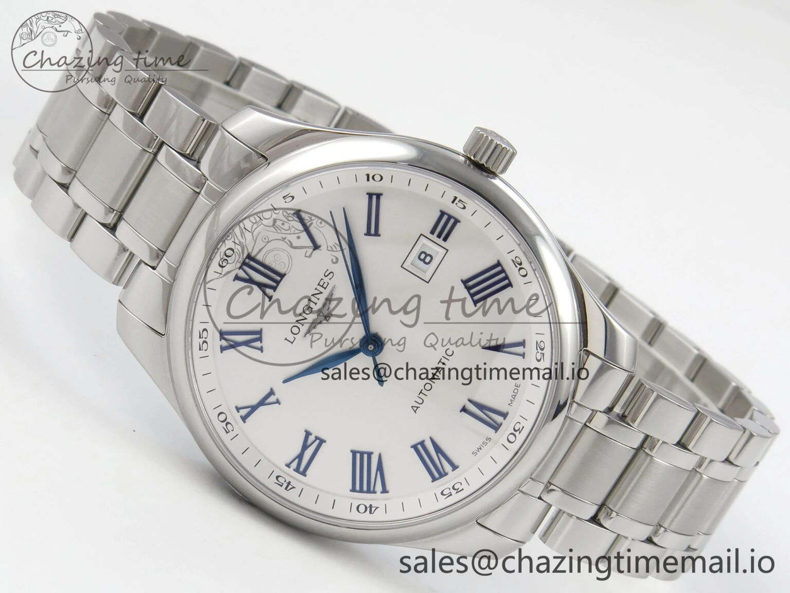 Master Collection 40mm SS AF 1:1 Best Edition White Roman Dial on Stainless steel bracelet A2892