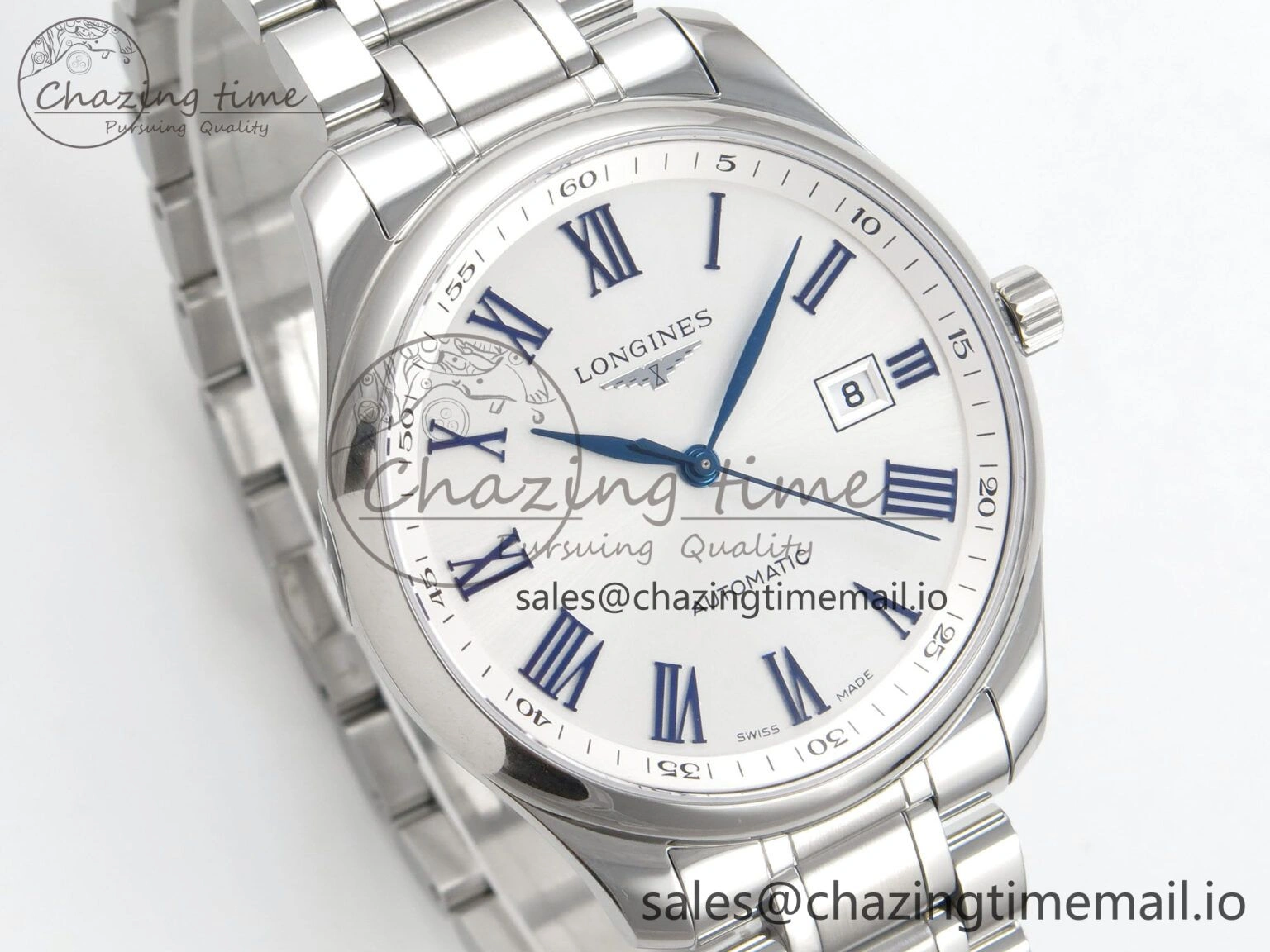 Master Collection 40mm SS AF 1:1 Best Edition White Roman Dial on Stainless steel bracelet A2892