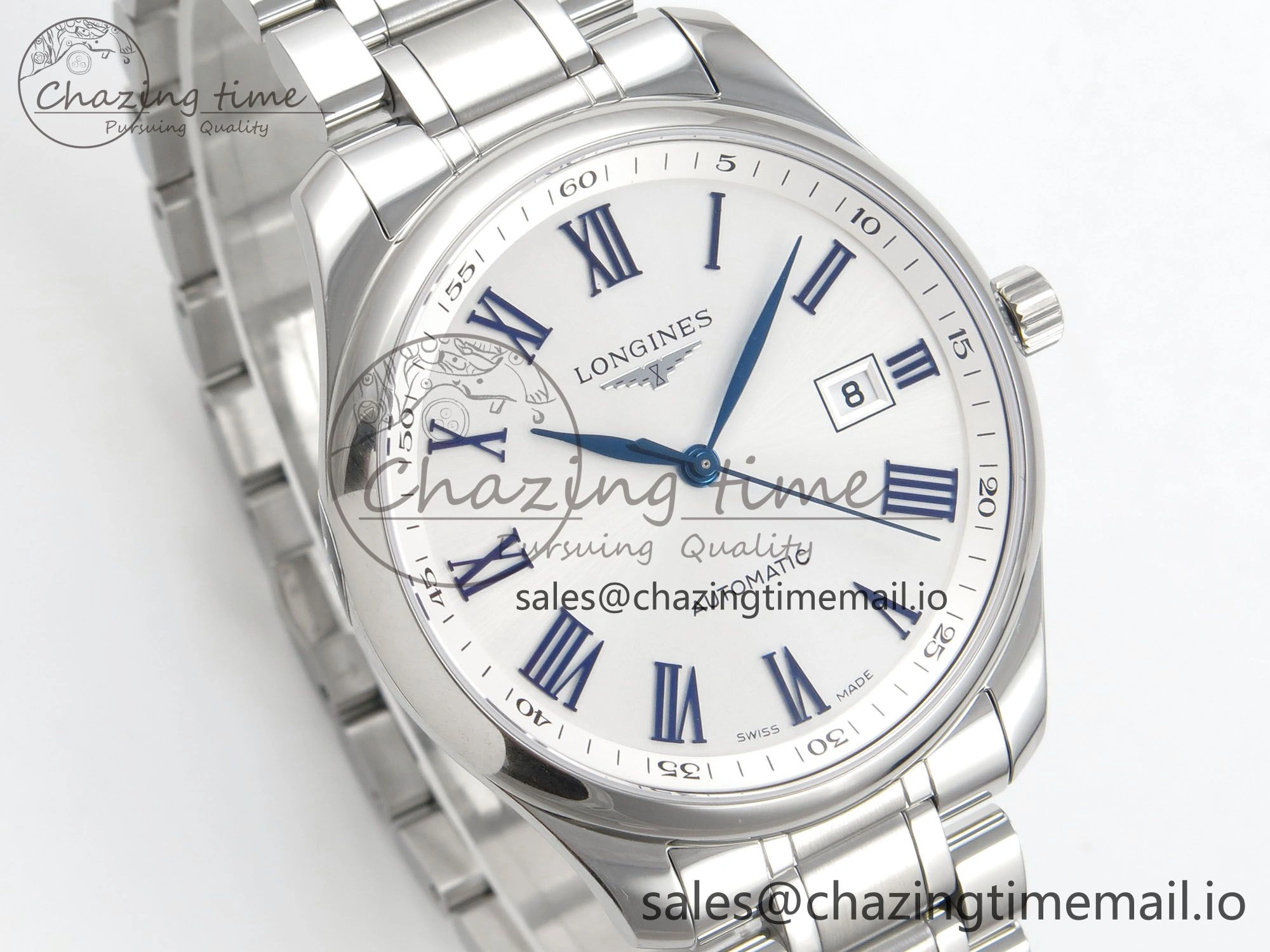 Master Collection 40mm SS AF 1:1 Best Edition White Roman Dial on Stainless steel bracelet A2892