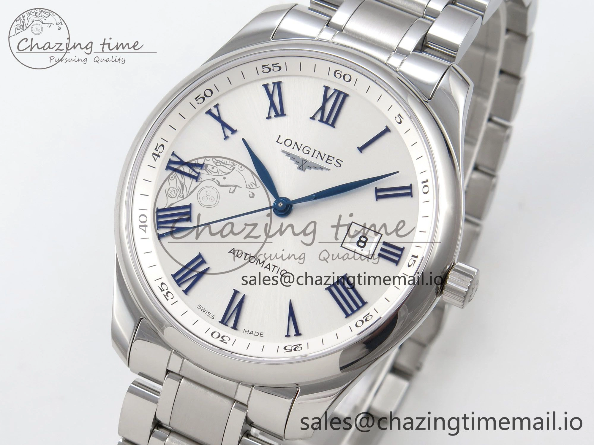 Master Collection 40mm SS AF 1:1 Best Edition White Roman Dial on Stainless steel bracelet A2892