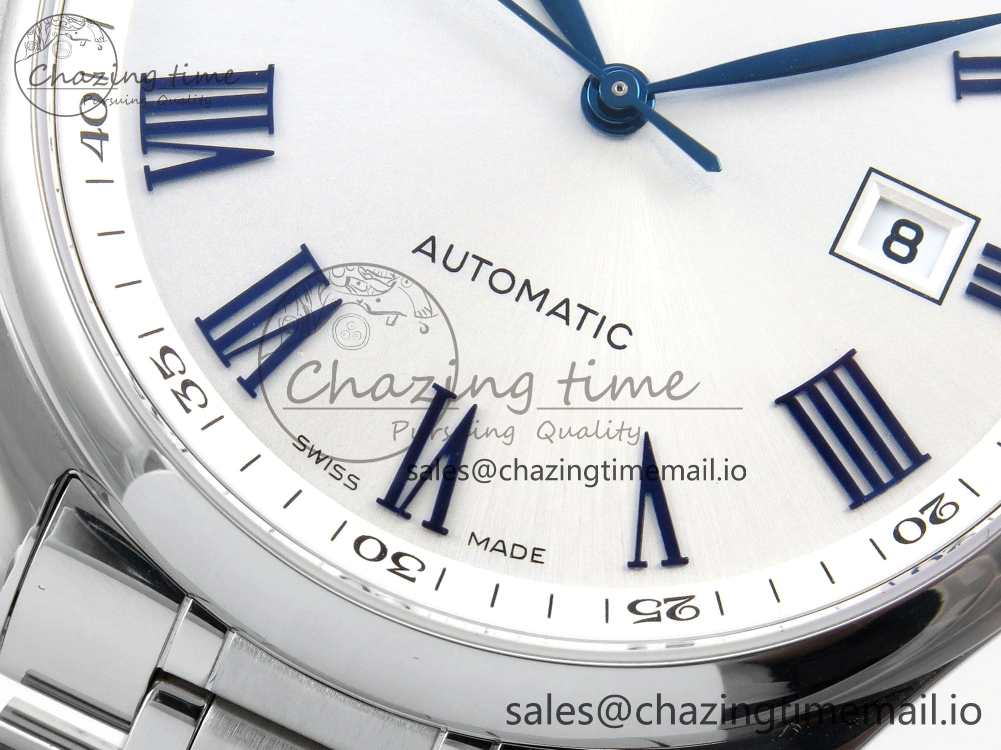 Master Collection 40mm SS AF 1:1 Best Edition White Roman Dial on Stainless steel bracelet A2892