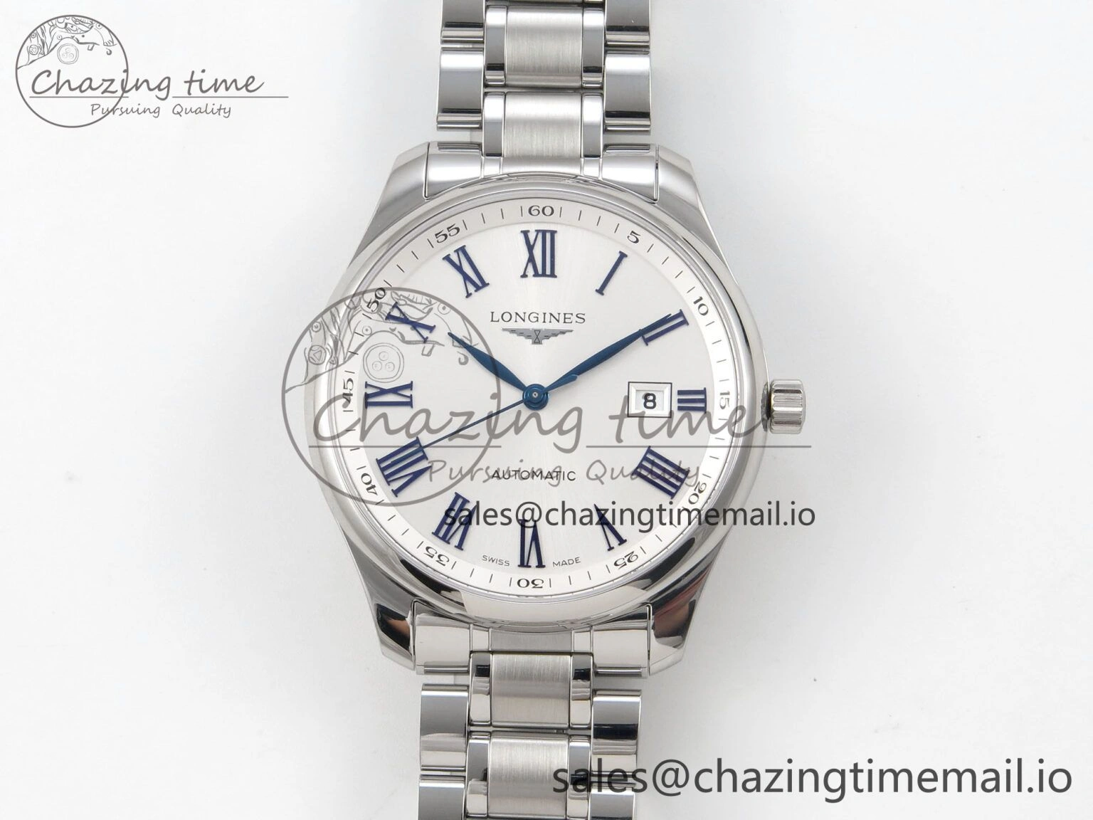 Master Collection 40mm SS AF 1:1 Best Edition White Roman Dial on Stainless steel bracelet A2892