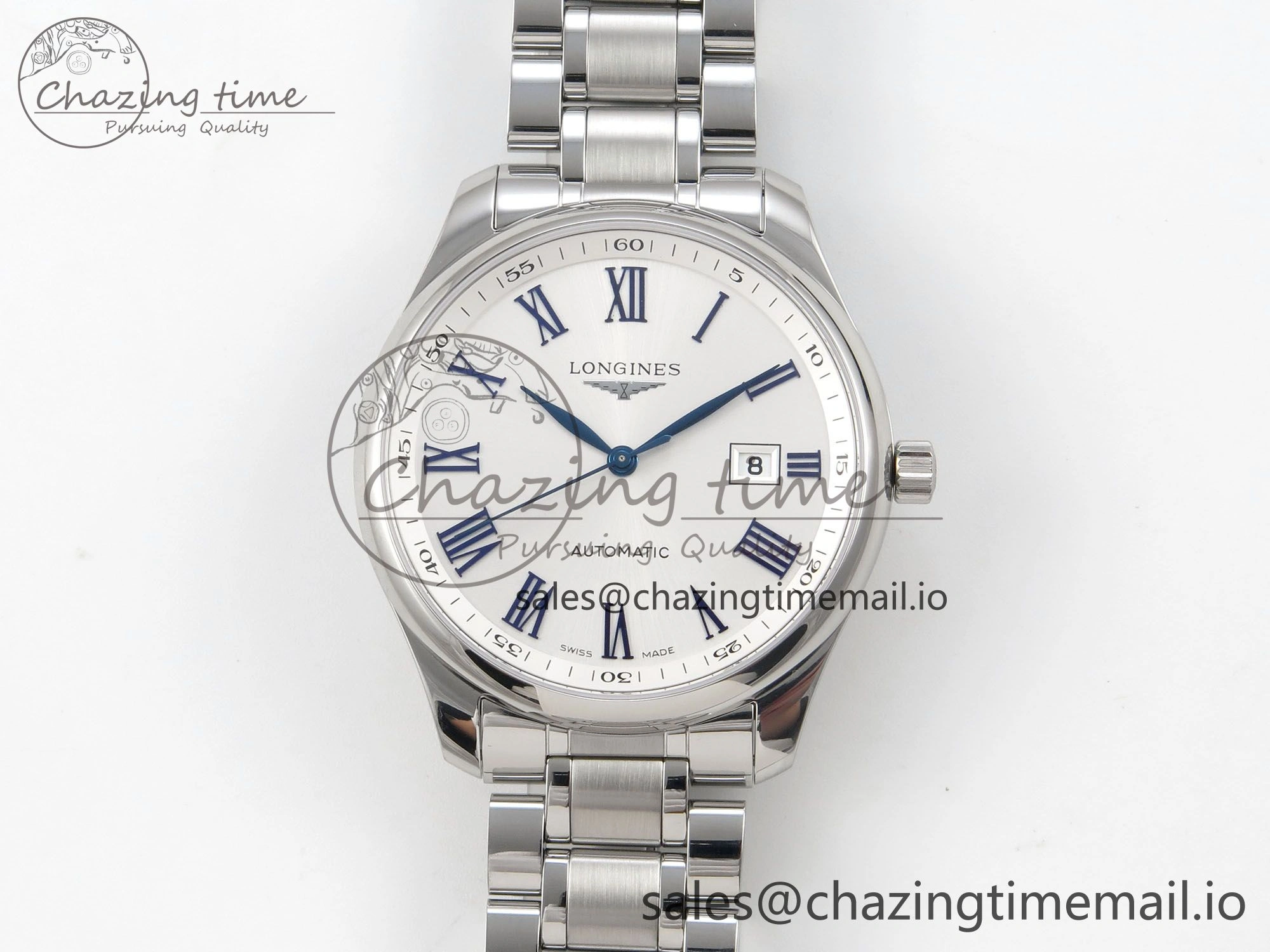 Master Collection 40mm SS AF 1:1 Best Edition White Roman Dial on Stainless steel bracelet A2892