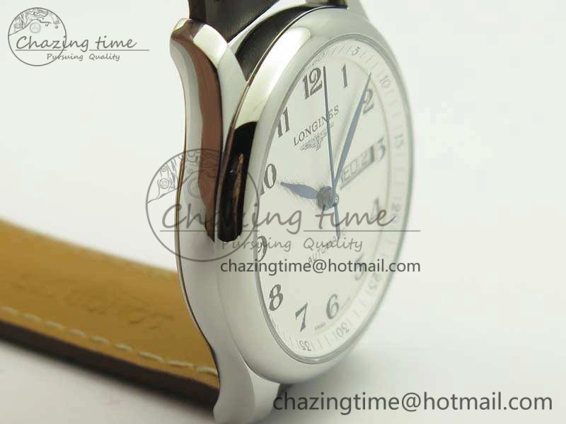 Master Collection SS LGF 1:1 Best Edition White Dial On Leather Strap