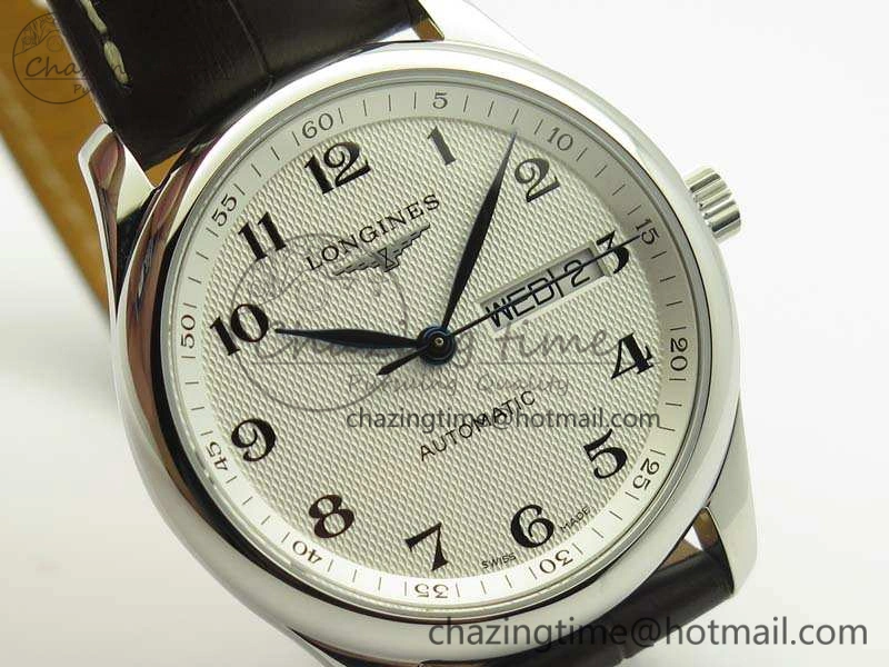 Master Collection SS LGF 1:1 Best Edition White Dial On Leather Strap