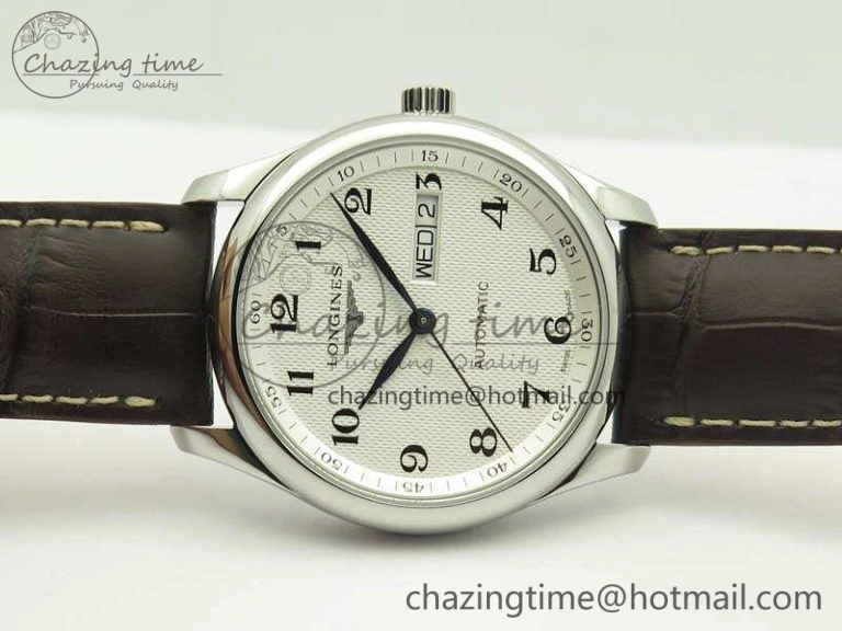 Master Collection SS LGF 1:1 Best Edition White Dial On Leather Strap