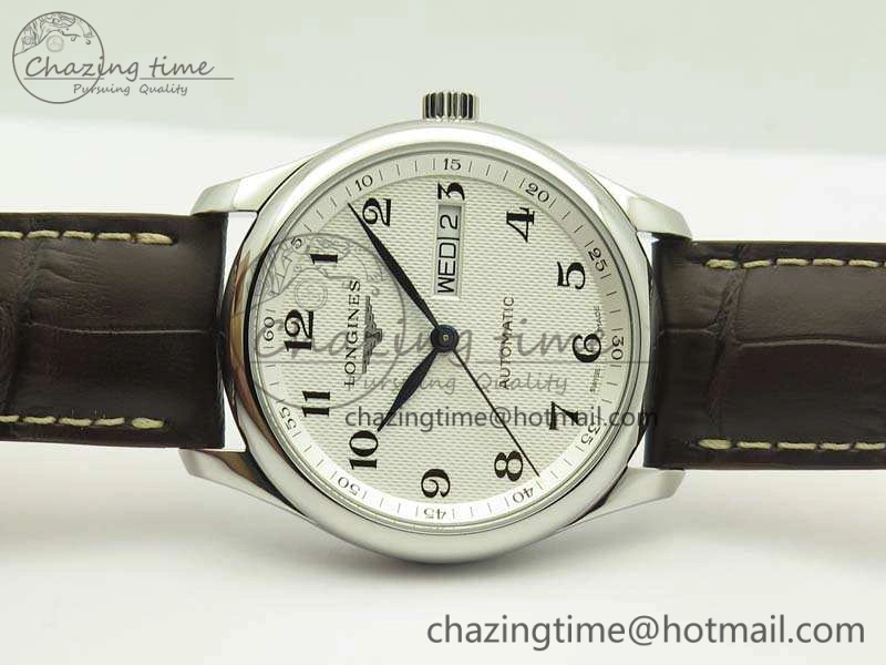 Master Collection SS LGF 1:1 Best Edition White Dial On Leather Strap