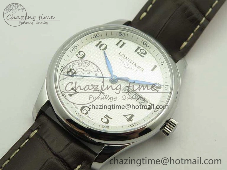 Master Collection SS LGF 1:1 Best Edition White Dial On Leather Strap