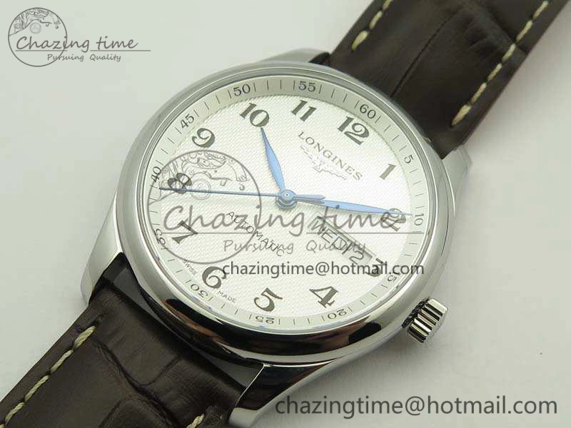 Master Collection SS LGF 1:1 Best Edition White Dial On Leather Strap