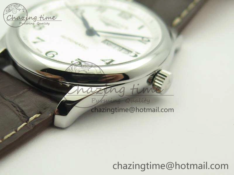 Master Collection SS LGF 1:1 Best Edition White Dial On Leather Strap