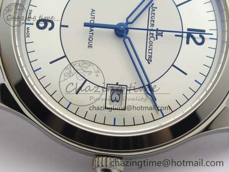 Master Control Date 1548530 SS ZF 1:1 Best Edition White Dial On Blue Leather Strap A899 1
