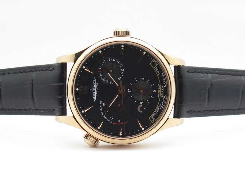 Master Control Power Reserve RG Black Dial On Black Leather Strap A939