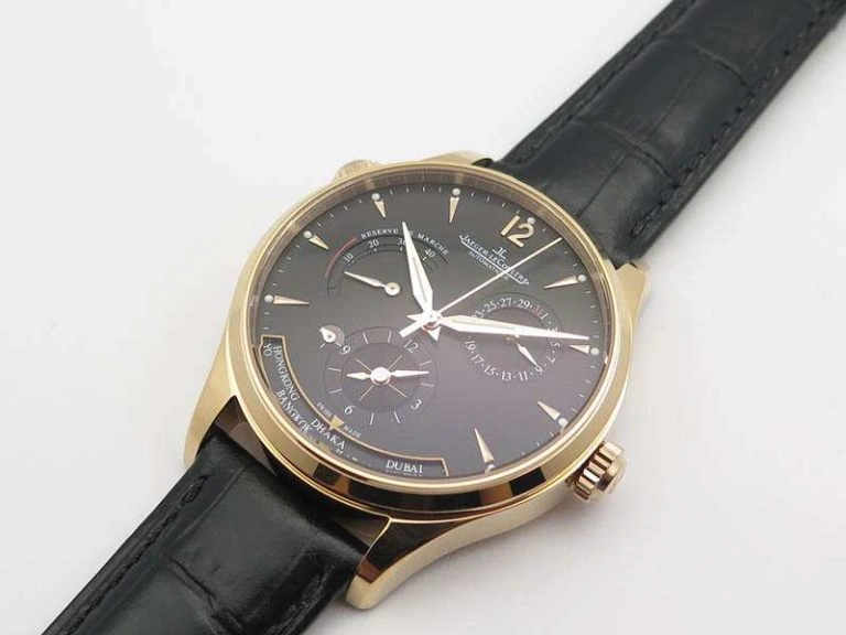 Master Control Power Reserve RG Black Dial On Black Leather Strap A939