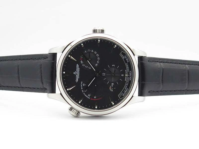 Master Control Power Reserve SS Black Dial On Black Leather Strap A939