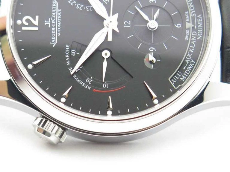 Master Control Power Reserve SS Black Dial On Black Leather Strap A939