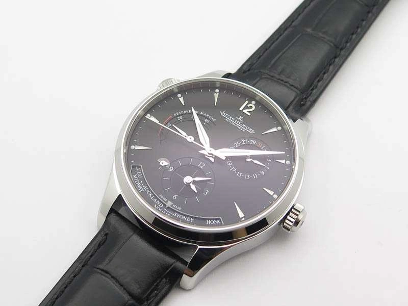 Master Control Power Reserve SS Black Dial On Black Leather Strap A939