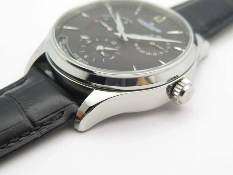 Master Control Power Reserve SS Black Dial On Black Leather Strap A939