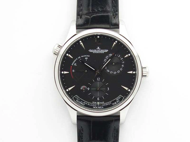 Master Control Power Reserve SS Black Dial On Black Leather Strap A939
