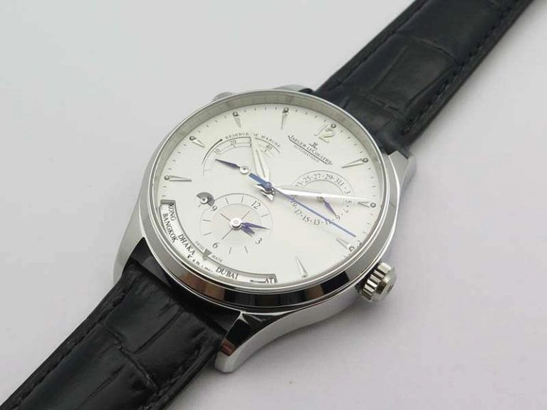 Master Control Power Reserve SS White Dial On Black Leather Strap A939