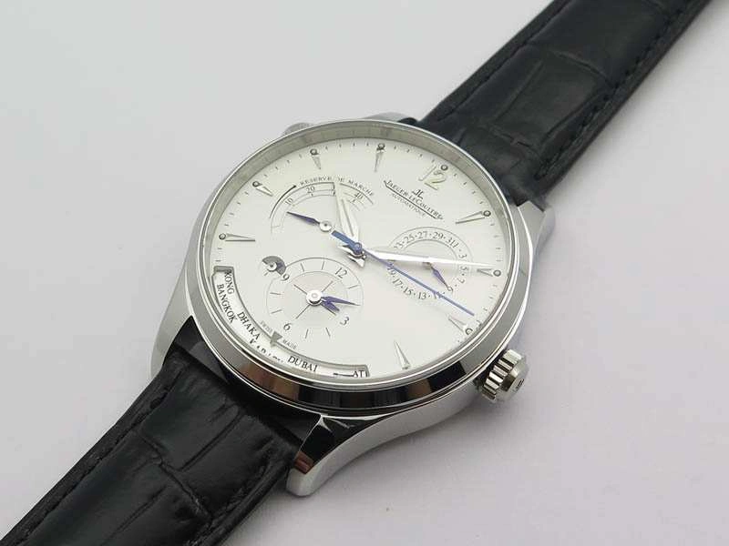 Master Control Power Reserve SS White Dial On Black Leather Strap A939