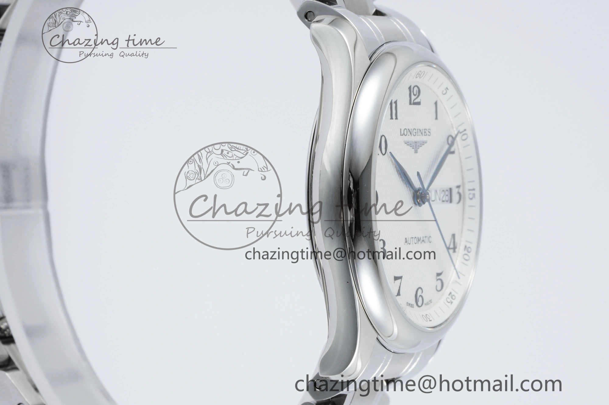 Master Day Date SS LGF 1:1 Best Edition White Textured Dial on SS Bracelet A2836 V2