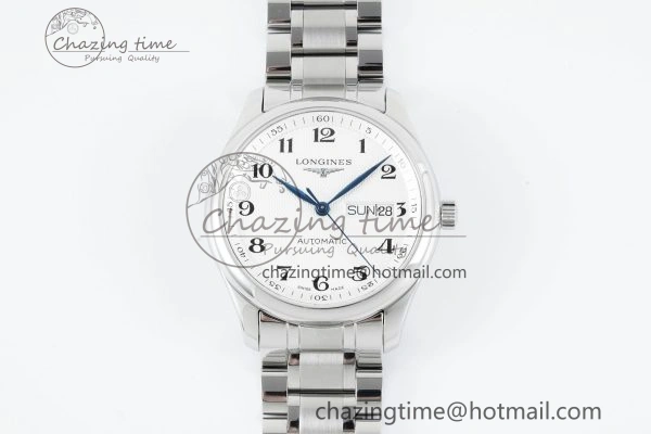 Master Day Date SS LGF 1:1 Best Edition White Textured Dial on SS Bracelet A2836 V2