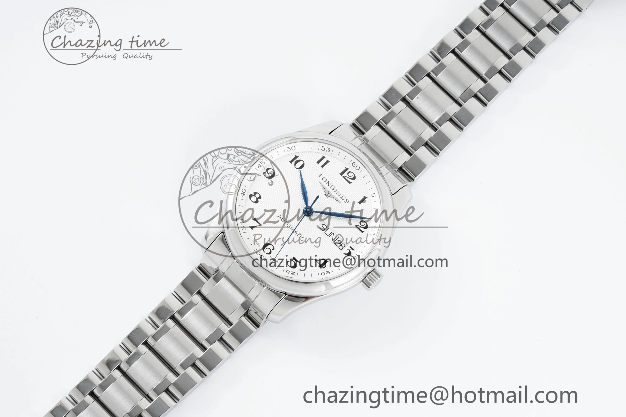 Master Day Date SS LGF 1:1 Best Edition White Textured Dial on SS Bracelet A2836 V2