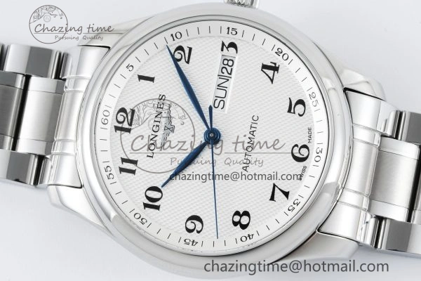 Master Day Date SS LGF 1:1 Best Edition White Textured Dial on SS Bracelet A2836 V2