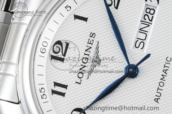 Master Day Date SS LGF 1:1 Best Edition White Textured Dial on SS Bracelet A2836 V2
