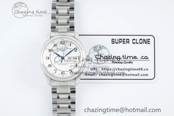 Master Day Date SS LGF 1:1 Best Edition White Textured Dial on SS Bracelet A2836 V2