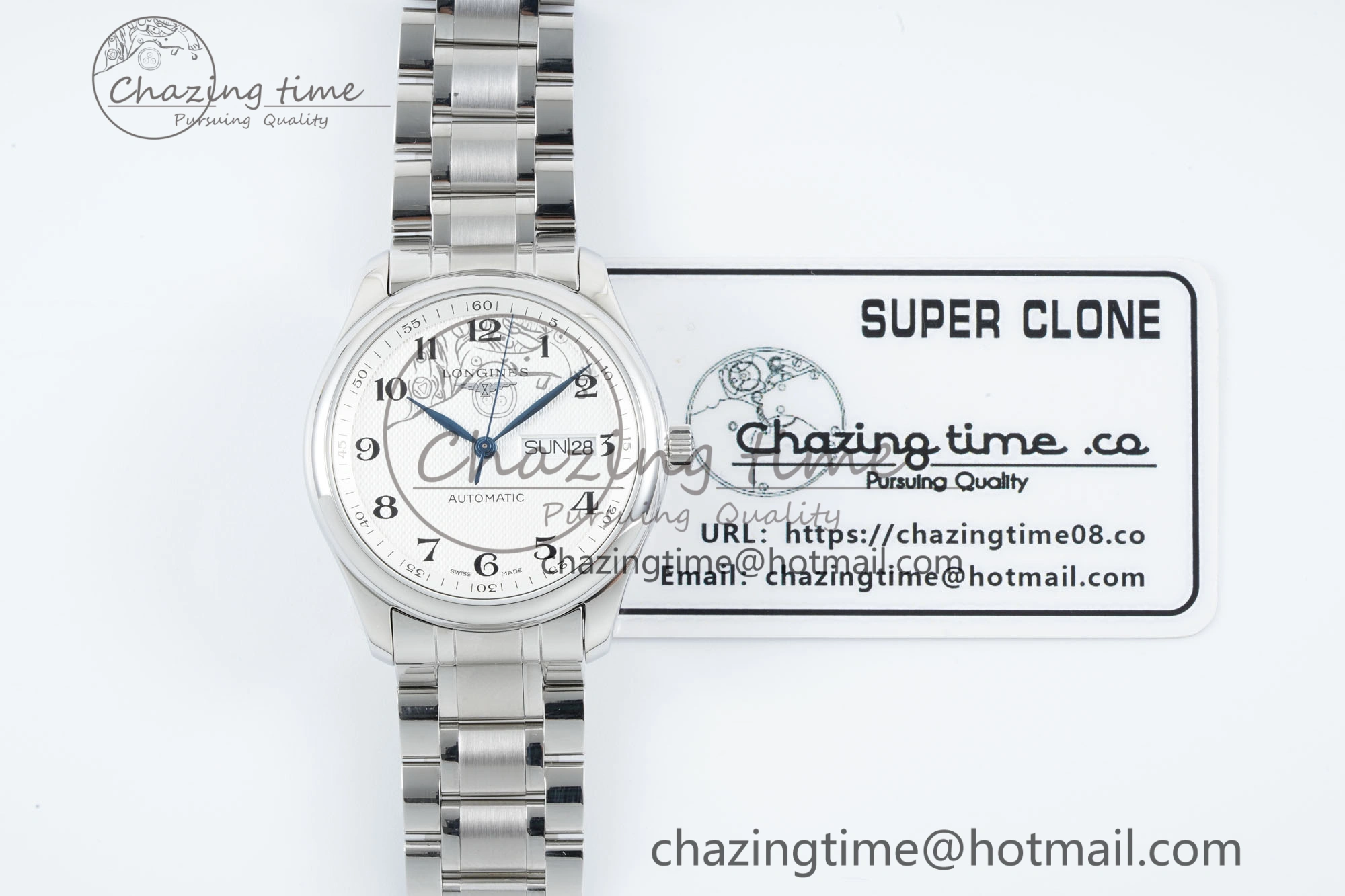 Master Day Date SS LGF 1:1 Best Edition White Textured Dial on SS Bracelet A2836 V2