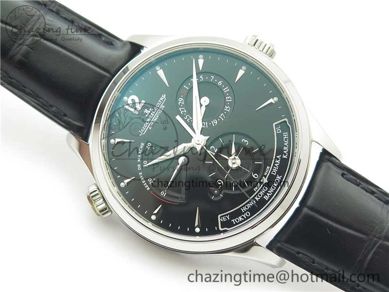 Master Geographic Real PR SS ZF 1:1 Best Edition Black Dial on Black Leather Strap A939