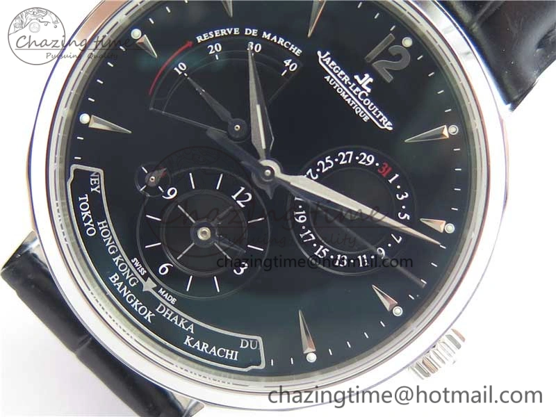 Master Geographic Real PR SS ZF 1:1 Best Edition Black Dial on Black Leather Strap A939