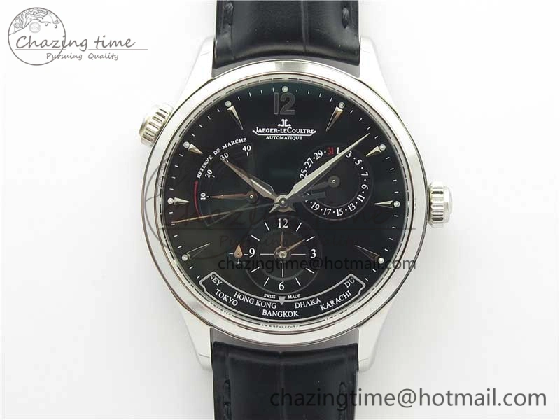 Master Geographic Real PR SS ZF 1:1 Best Edition Black Dial on Black Leather Strap A939