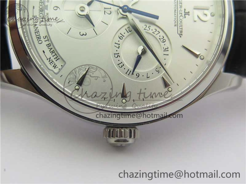 Master Geographic Real PR SS ZF 1:1 Best Edition White Dial on Black Leather Strap A939