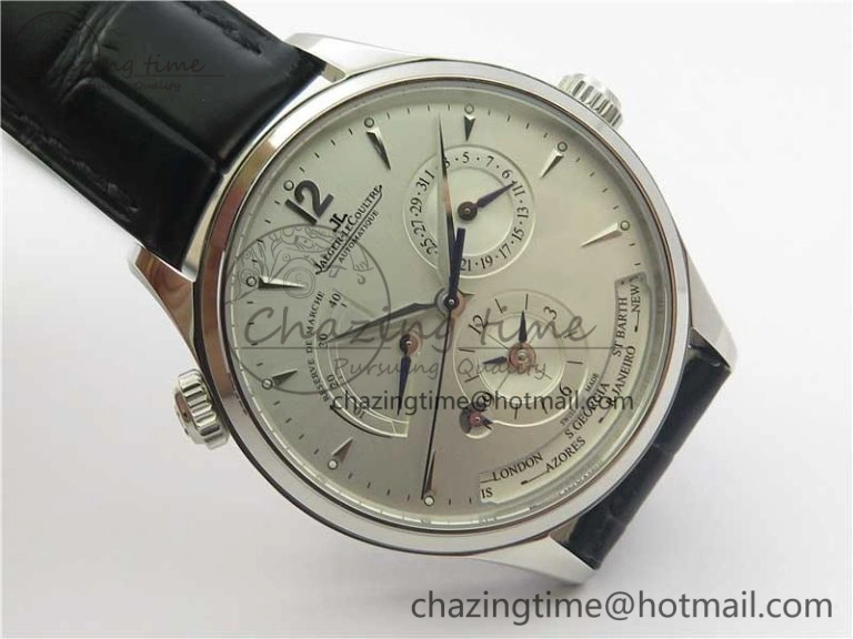 Master Geographic Real PR SS ZF 1:1 Best Edition White Dial on Black Leather Strap A939