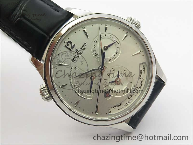 Master Geographic Real PR SS ZF 1:1 Best Edition White Dial on Black Leather Strap A939