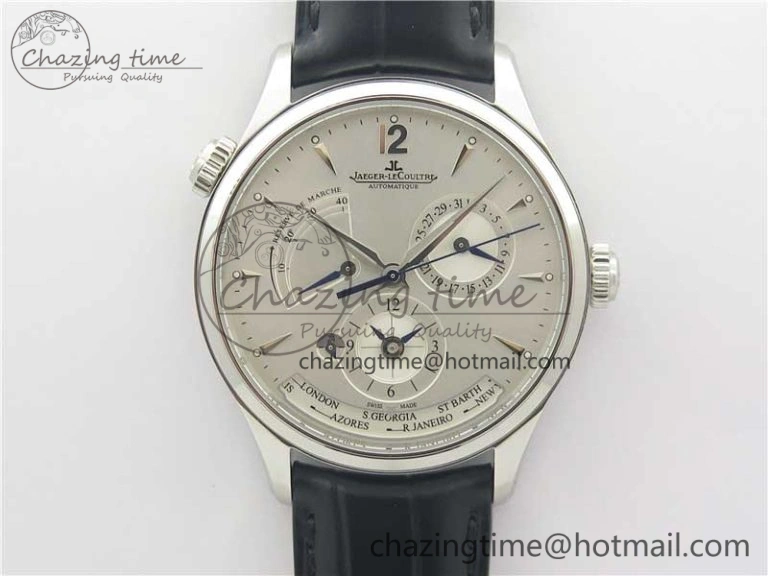 Master Geographic Real PR SS ZF 1:1 Best Edition White Dial on Black Leather Strap A939