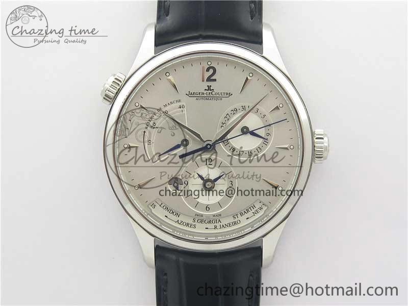 Master Geographic Real PR SS ZF 1:1 Best Edition White Dial on Black Leather Strap A939