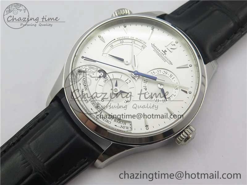 Master Geographic Real PR SS ZF 1:1 Best Edition White Dial on Black Leather Strap A939