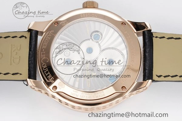 Master Grande Tradition RG Blue Revolves Dial Diamonds Bezel on Black Leather Strap