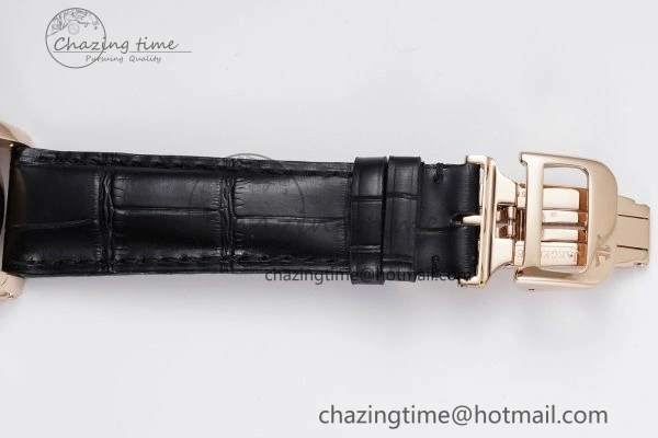 Master Grande Tradition RG Blue Revolves Dial Diamonds Bezel on Black Leather Strap