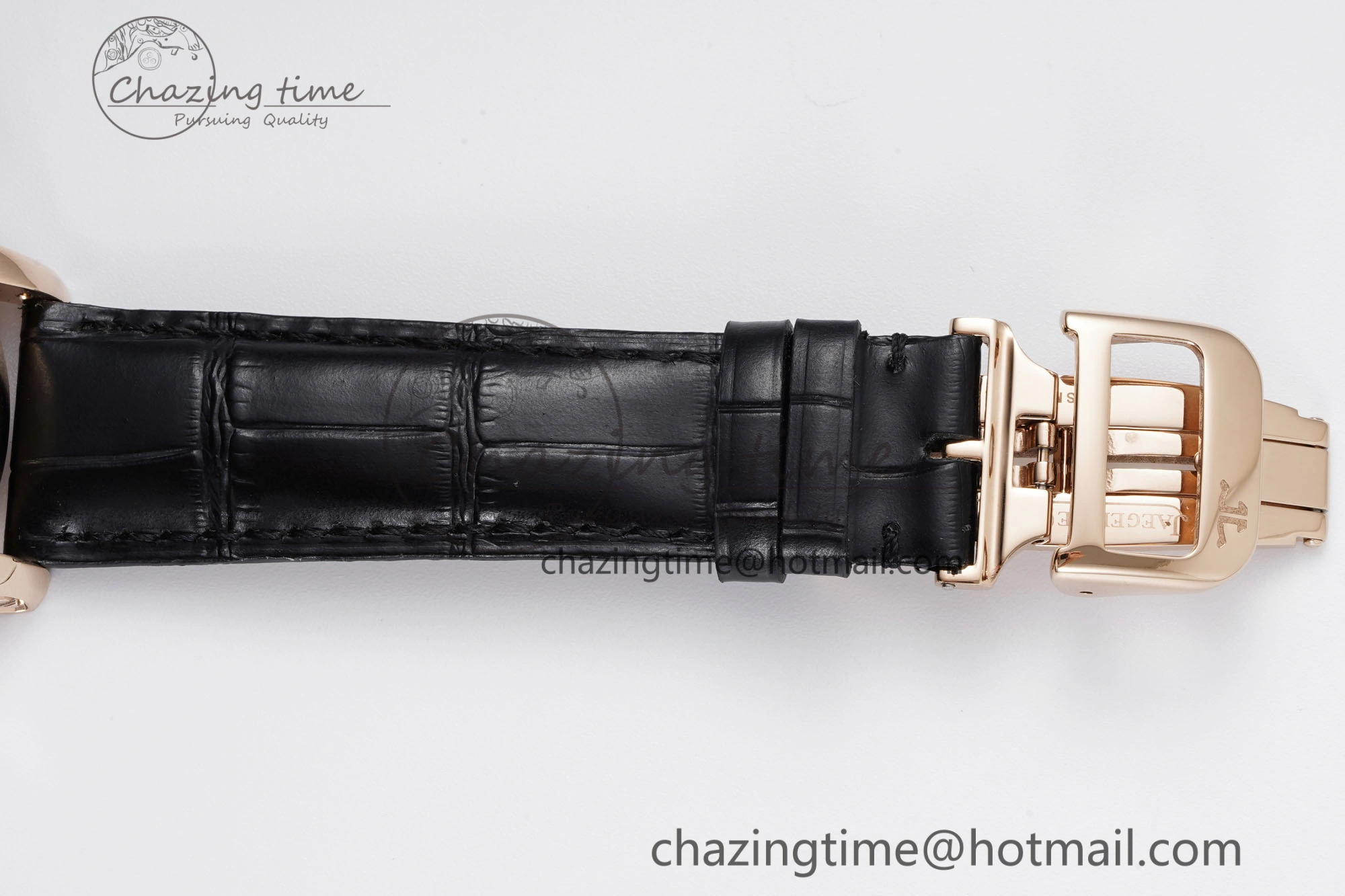 Master Grande Tradition RG Blue Revolves Dial Diamonds Bezel on Black Leather Strap