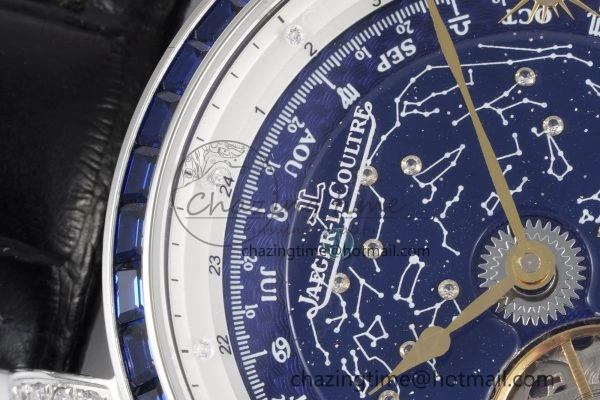 Master Grande Tradition SS Blue Revolves Dial Blue Diamonds Bezel on Black Leather Strap