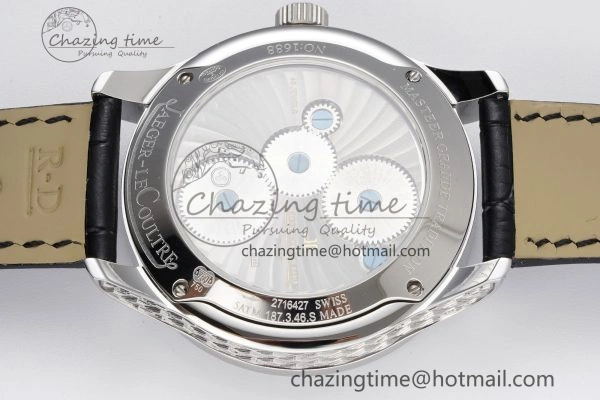 Master Grande Tradition SS Blue Revolves Dial Diamonds Bezel on Black Leather Strap