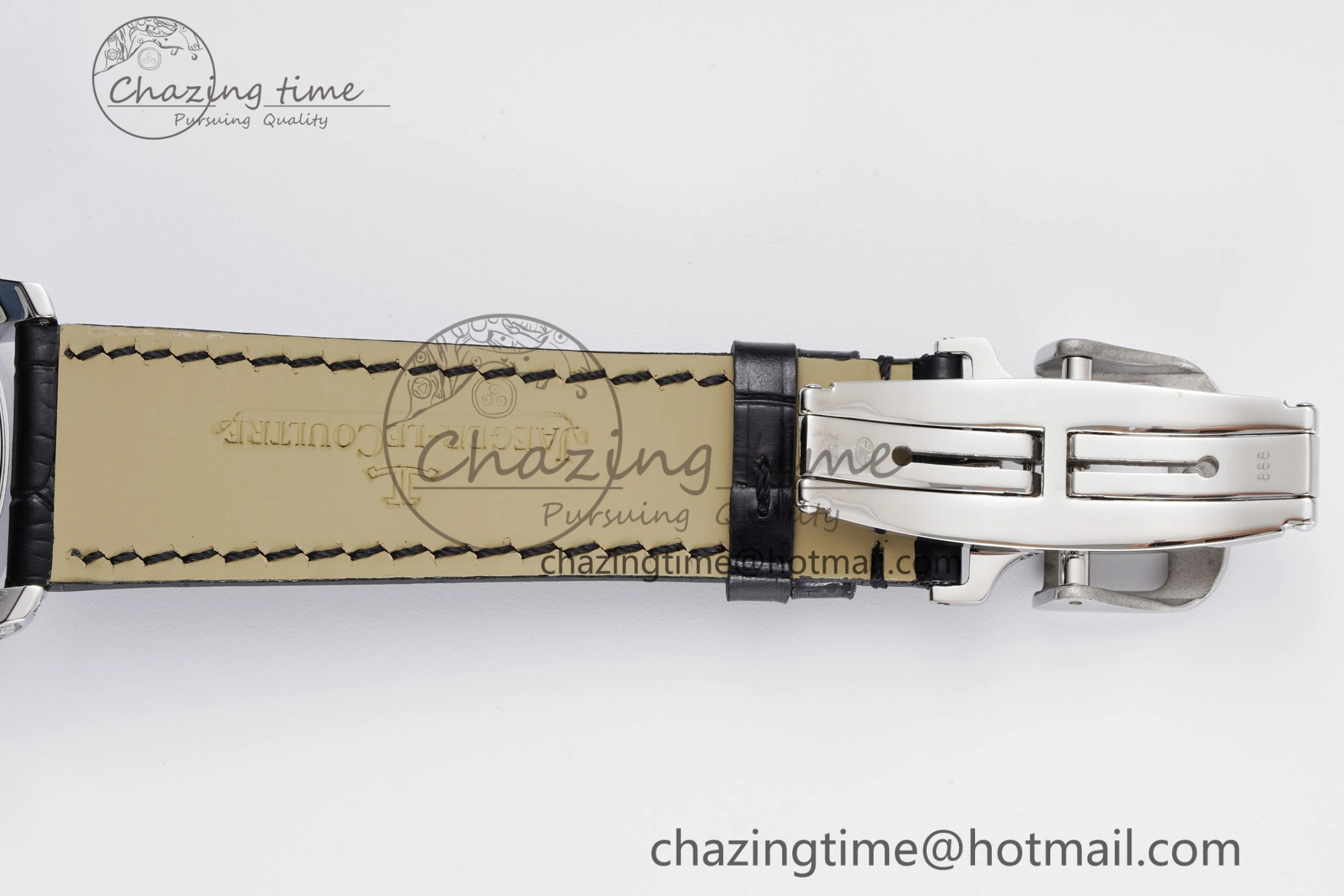 Master Grande Tradition SS Blue Revolves Dial Diamonds Bezel on Black Leather Strap
