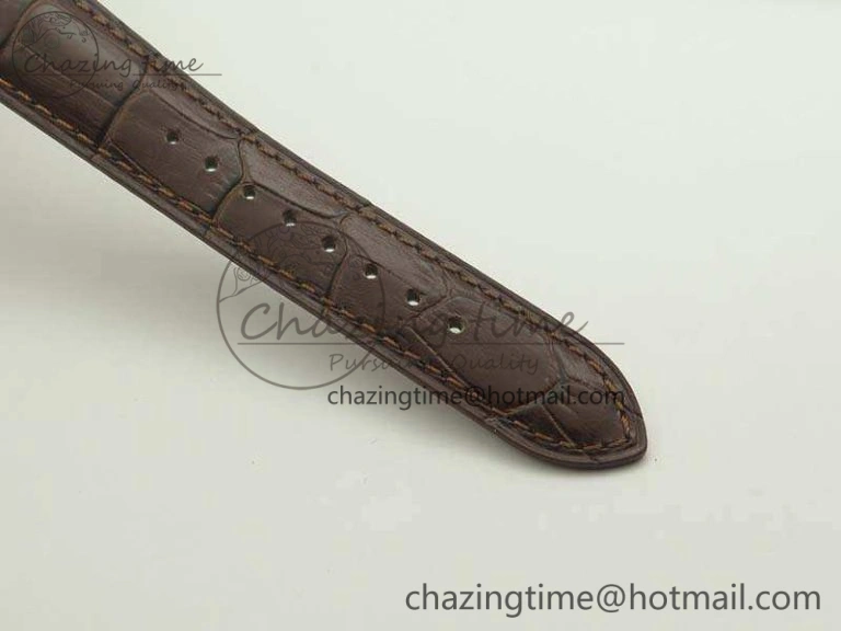 Master Grande Ultra Thin 1548420 RG ZF 1:1 Best Edition White Dial On Brown Leather Strap A899